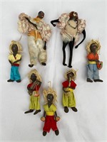 Vtg Black Americana Wire Clay Head Figurines
