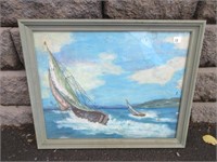 NICE SIGNED SAILBOAT RACE PAINTING