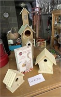 3 Wood Bird Houses/Squirrel Nutcracker