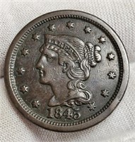 1845 Large Cent AU