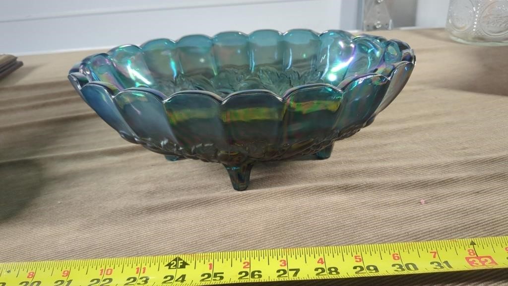 CARNIVAL GLASS FOOTED FRUIT BOWL