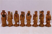 LOT OF 8 HAND CARVED ORIENTAL FIGURINES - APPROX.