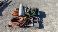 pallet w/ air hose, ground rod, welding blanket