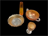 Orange glass glassware and vase