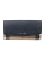 Burberry's Blue Leather Plaid Continental Wallet