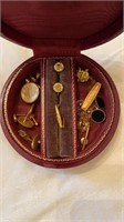 Italian leather jewelry box with Victorian gold