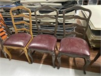 Qty (3) Wood Padded Ladder Back Chairs