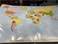 E1) Large World Map, Approx 80”W x 46”H, (6 1/2’ x