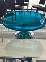 Weighted Sterling and Art Glass Compote