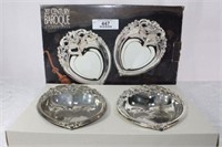 2- Heart Shaped Silver Plated Bowls