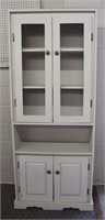Painted Pine cupboard, two doors (no glass) over