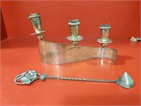 3 crown silversmiths candle holder & pewter
