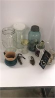 Misc lot to include Ball jar w lid, unique lock