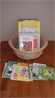 Children Book Lot & Wicker Basket
