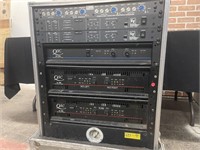 Rack w/ QSC amplifiers, TDM 24CX-4, 2x EV DeltaMax