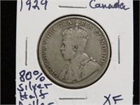 1929 CANADA SILVER HALF DOLLAR 80%