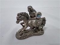 Midevil Lady on Horse, Metal Figurine