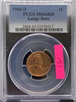 1960-D PCGS MS64RD LARGE DATE MEMORIAL PENNY