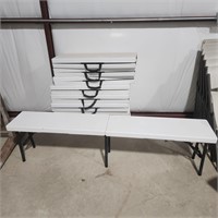 10 folding plastic & metal event benches