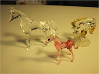 Lot of 3 Glass Horse Figurines