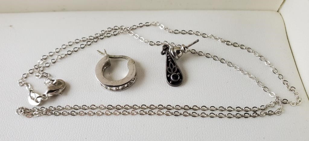 Sterling Silver Necklace w/ Pendant & Earring