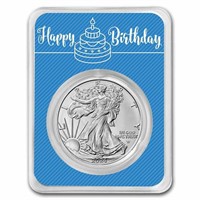 2024 1 Oz Silver Eagle Blue Happy Birthday Card