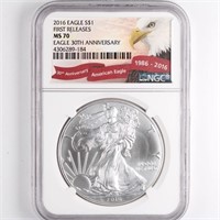 2016 Silver Eagle NGC MS70