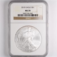 2010 Silver Eagle NGC MS70