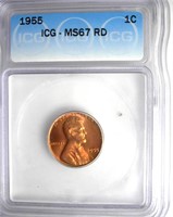 1955 Cent ICG MS67 RD LISTS $800