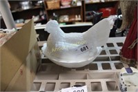 LARGE MILK GLASS HEN ON NEST