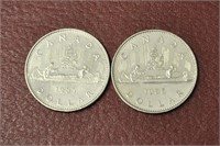 1985, 1986 Canadian dollar coins