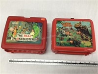 Ghost Busters and Dino Riders plastic lunchboxes