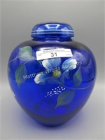 Fenton cobalt blue hand painted ginger jar  Sample