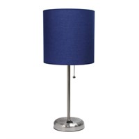 19.5 in. Navy Stick Lamp w/ Charging Outlet