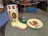 Style-Eyes Ceramic Rooster Boot & Plate