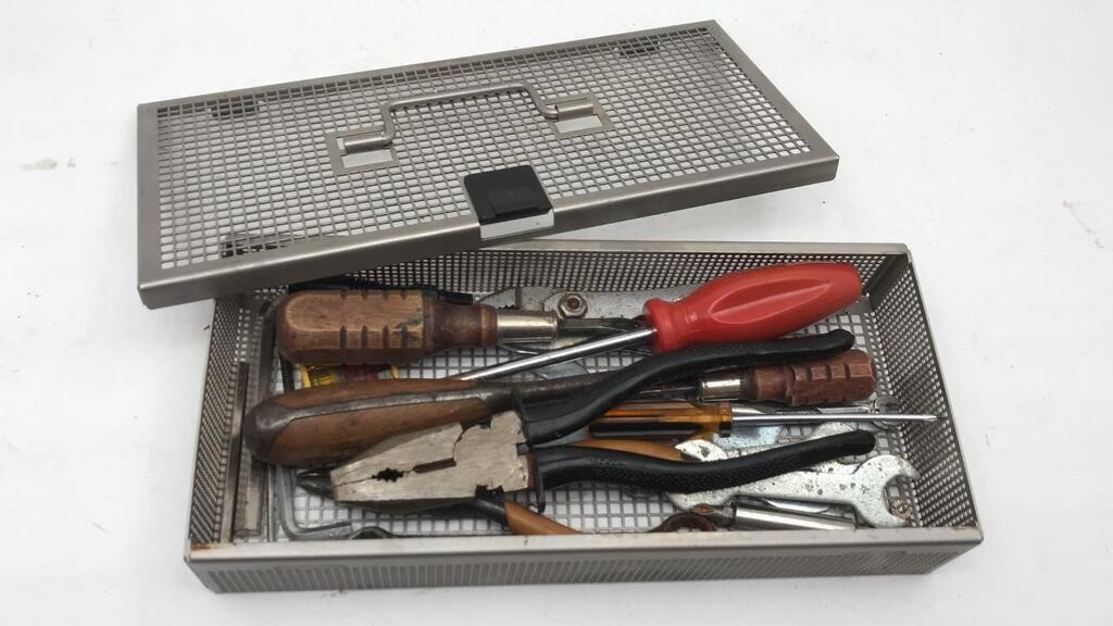 Metal Box W/ Assorted Tools