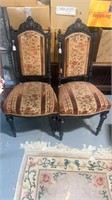 Pair of Flower Carved Victorian Chairs