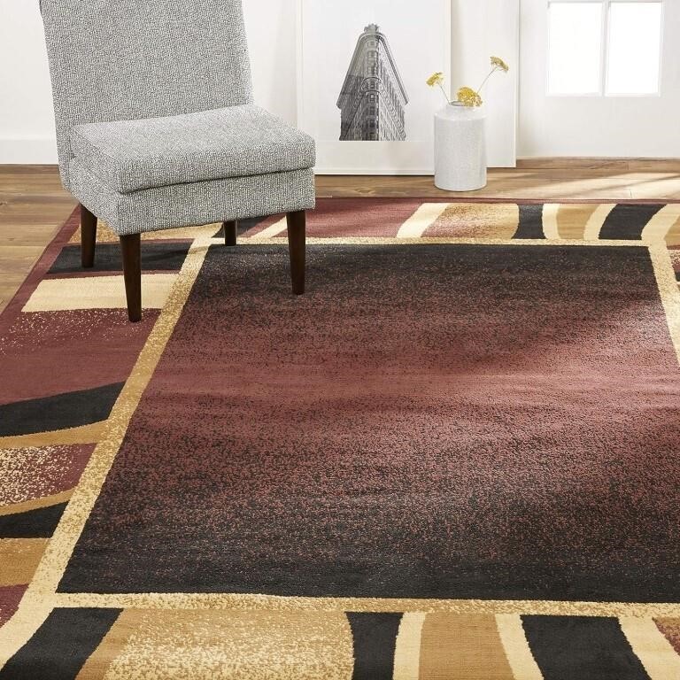 Contemporary Abstract Border Area Rug