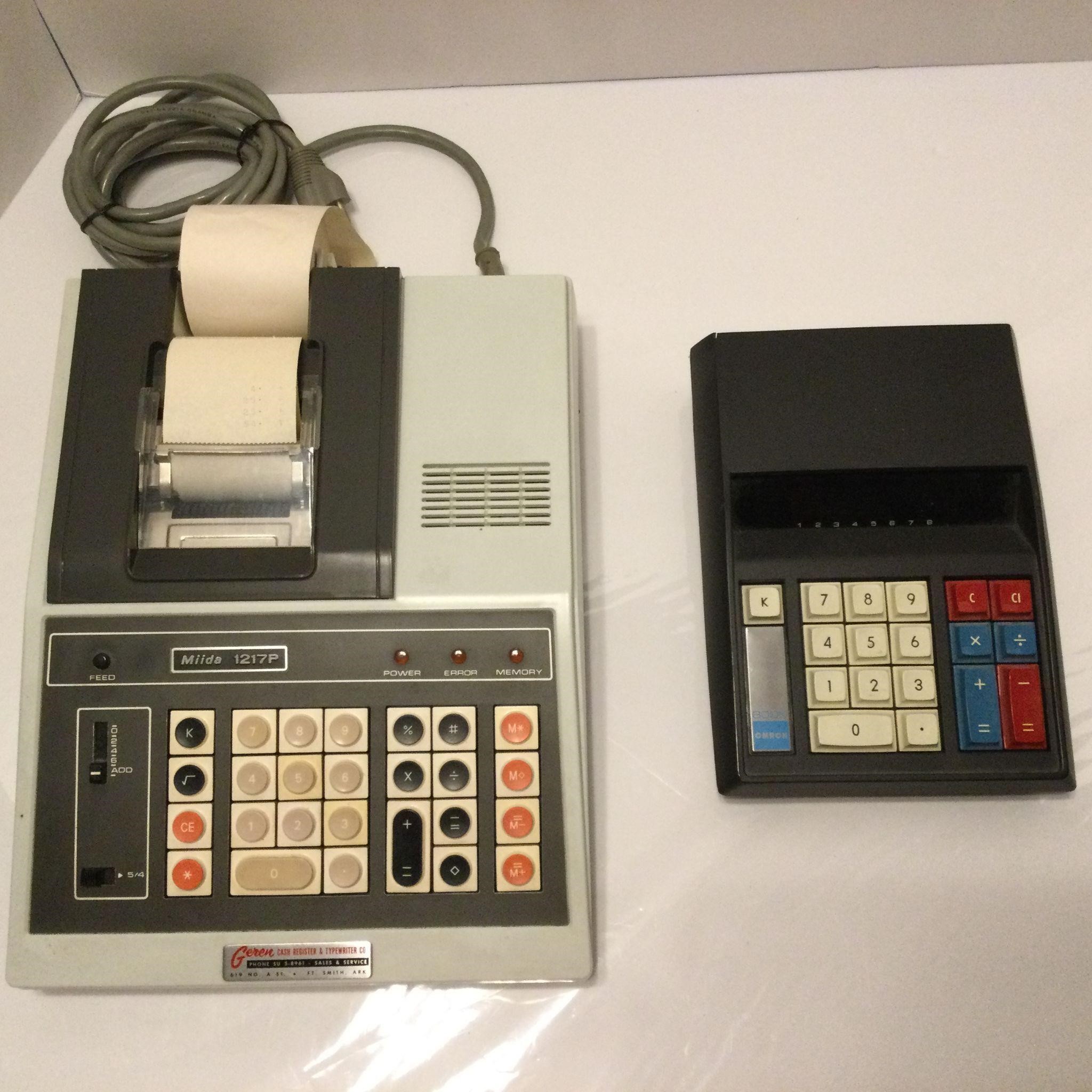 2-Calculators Rare Miida 1217P & Omron 800K