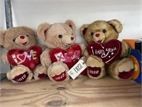 3 Valentine Stuffed Bears