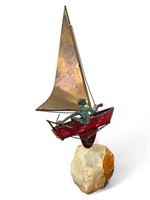 Vintage Curtis Jere Sailboat Sculpture