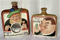 2 Schafer & Vader German Porcelain Hip Flasks