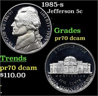 Proof 1985-s Jefferson Nickel 5c Graded pr70 dcam