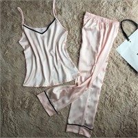 Women's Sleepwear Silk V- Neck Sleeveless Top Pajt