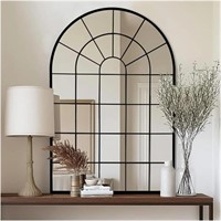 Large Black Rustic Arched Mirror
