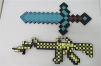 "Used" (2) Foam Minecraft Weapons