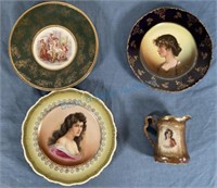 Portrait plates and cream pitcher