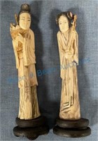 Pair of carved ivory figures  5 in tall