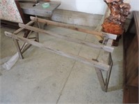 Antique folding milk pail bench
