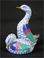 Pair Herend Porcelain Ducks w/ 24 Kt Gold Accents